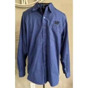 Caterpillar CAT Port Authority Long Sleeve Button-Down Dress Shirt Blue EUC